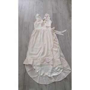 Joyfolie Mia Joy Uneven Length Creamy Color Dress Ruffle Sz 10 Fairy Preppy